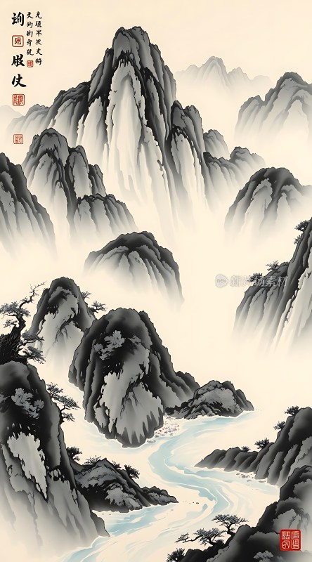 晨曦中的山水画卷