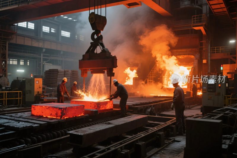 钢铁厂炼钢作业场景