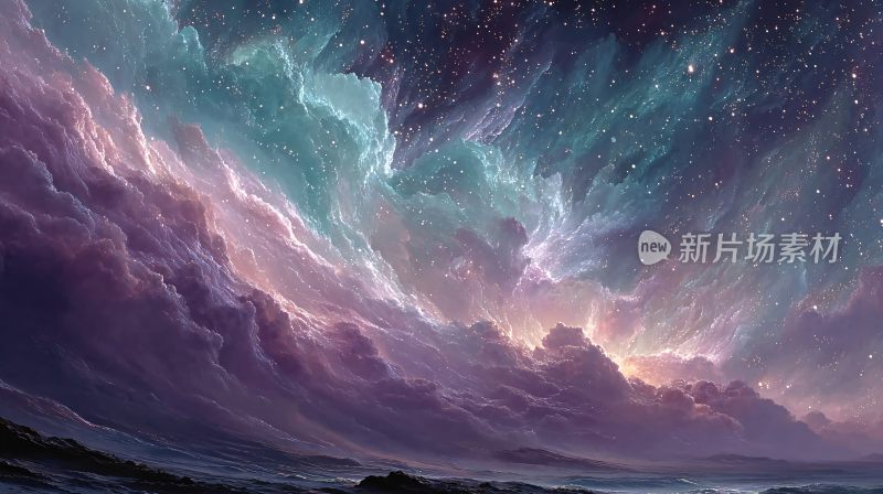 梦幻绚丽的星空云海景象