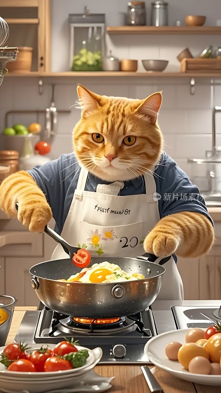 橘猫厨师烹饪美食
