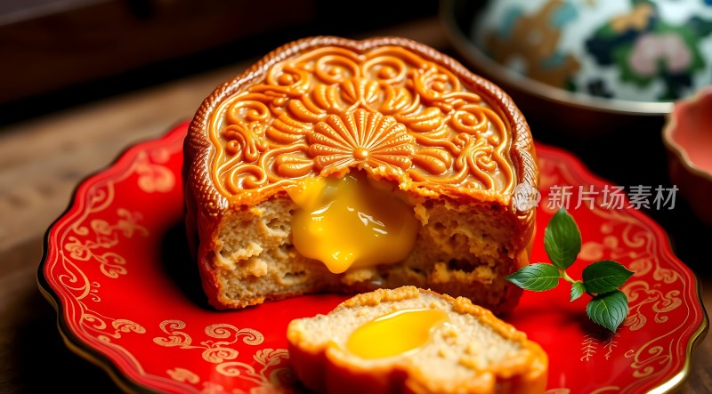 流心月饼蛋黄流心美味诱人