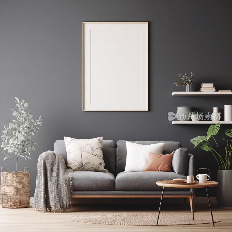 简约风客厅沙发装饰画场景