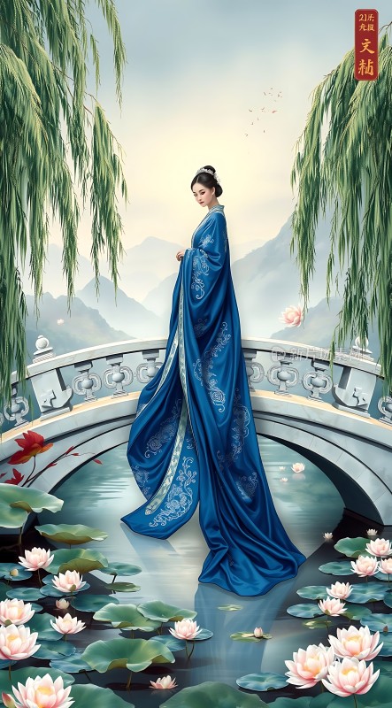 汉服佳人荷塘月色