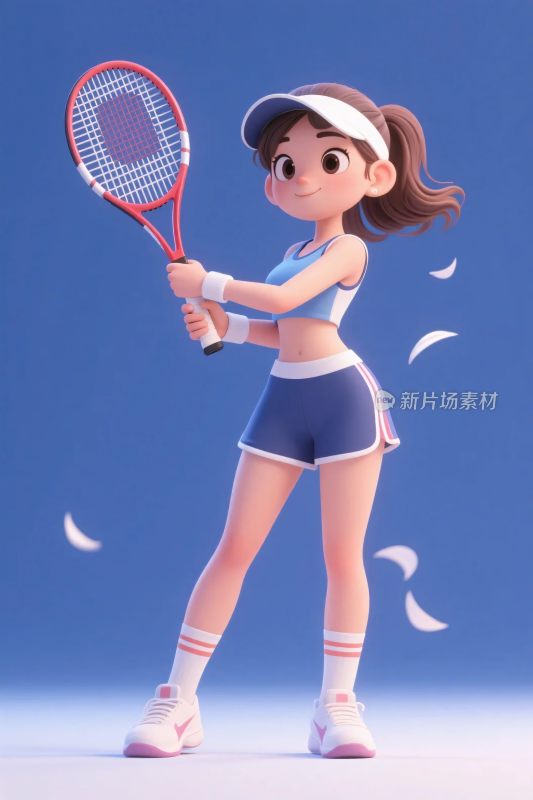 卡通网球女孩插画