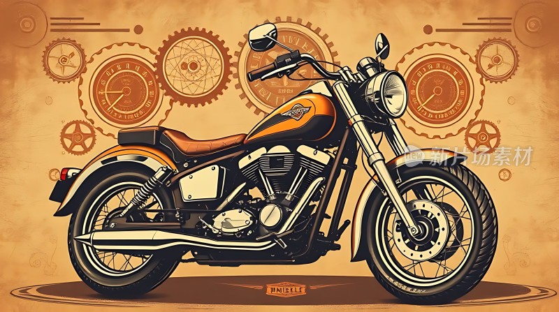 复古机械风摩托车