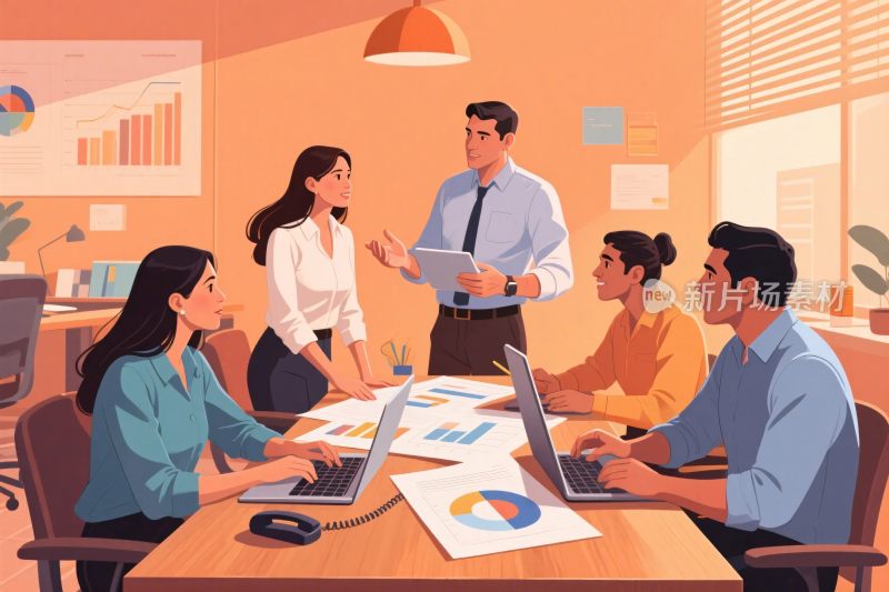 办公室团队协作插画