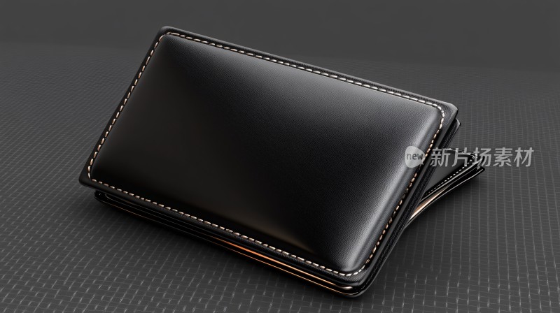 黑色皮质钱包特写