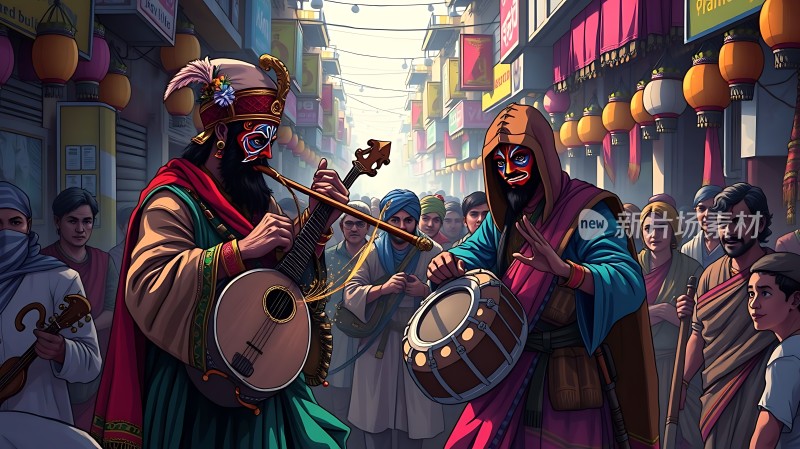 街头乐师与观众互动