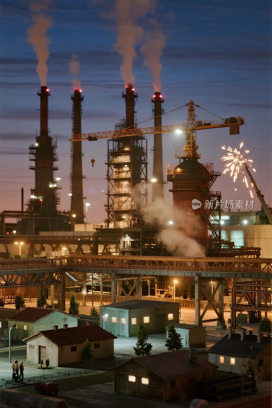 工业厂区夜景图