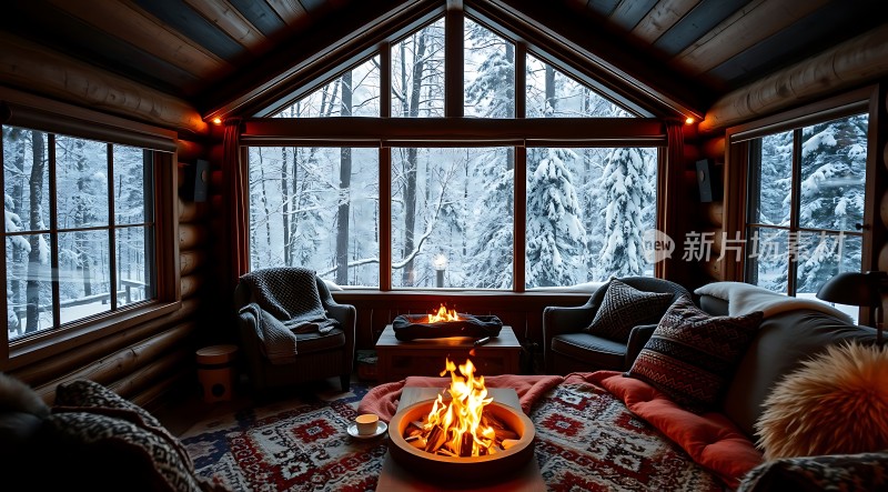 冬日暖炉温馨小屋