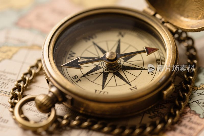 复古指南针与地图