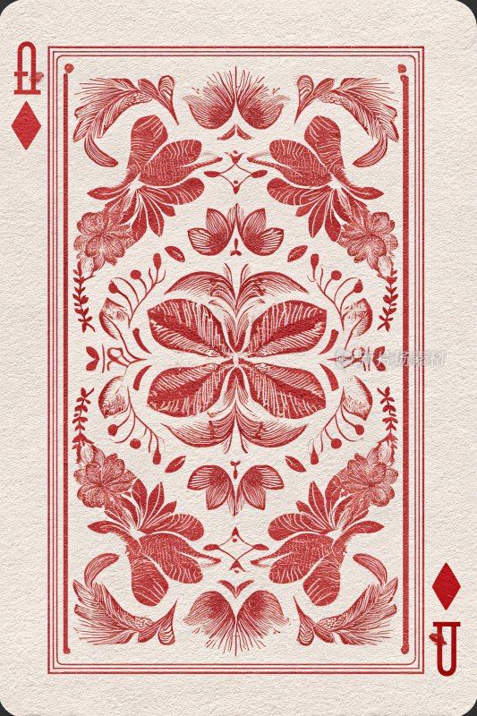 复古红桃扑克牌插画