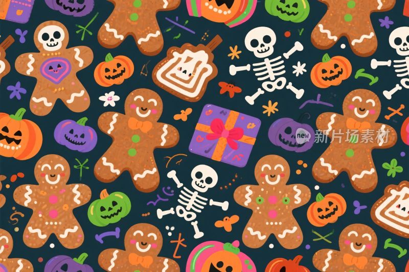 万圣节主题卡通插画图案