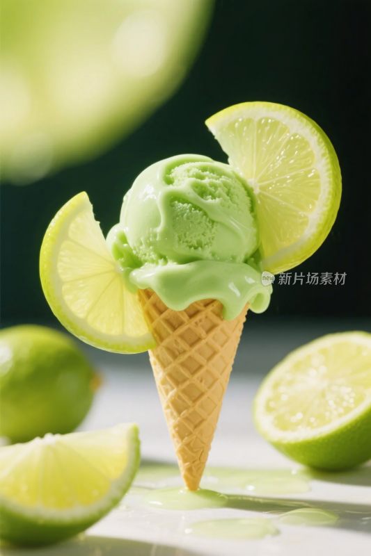 绿色冰淇淋甜筒