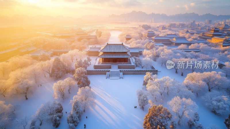 北京故宫紫禁城雪景航拍