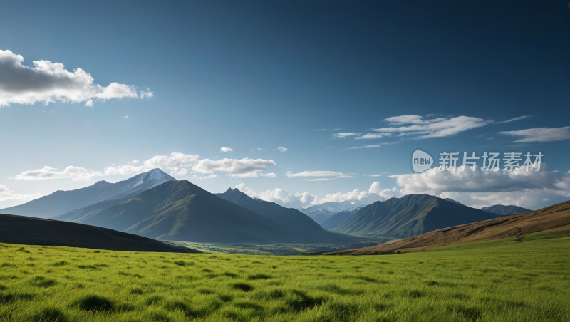 一片草地山脉高清风景图片