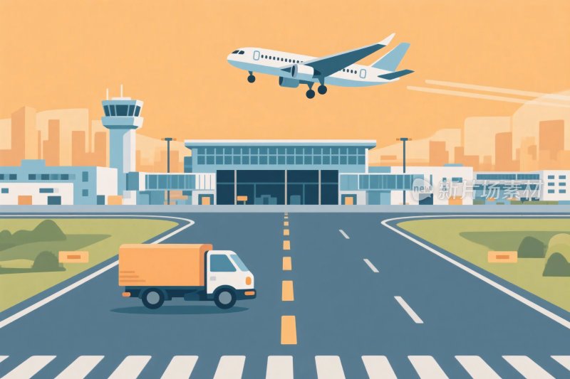 机场场景插画