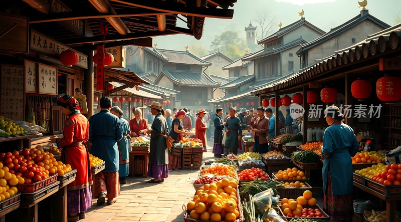 古风集市繁华景象