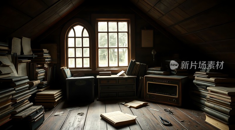 古旧书房书籍与时光交织