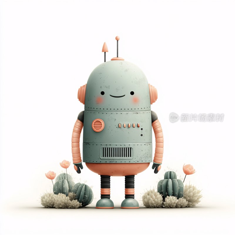 可爱卡通机器人插画