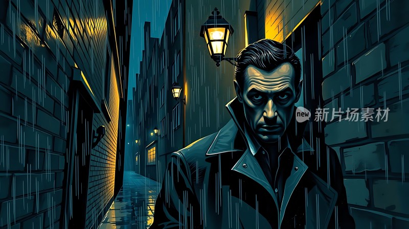 雨夜街头神秘人物