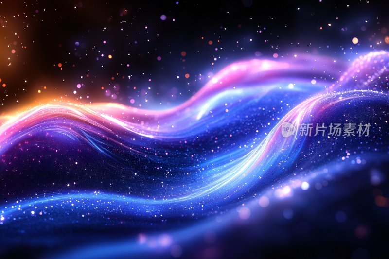 梦幻绚丽的星空波浪背景