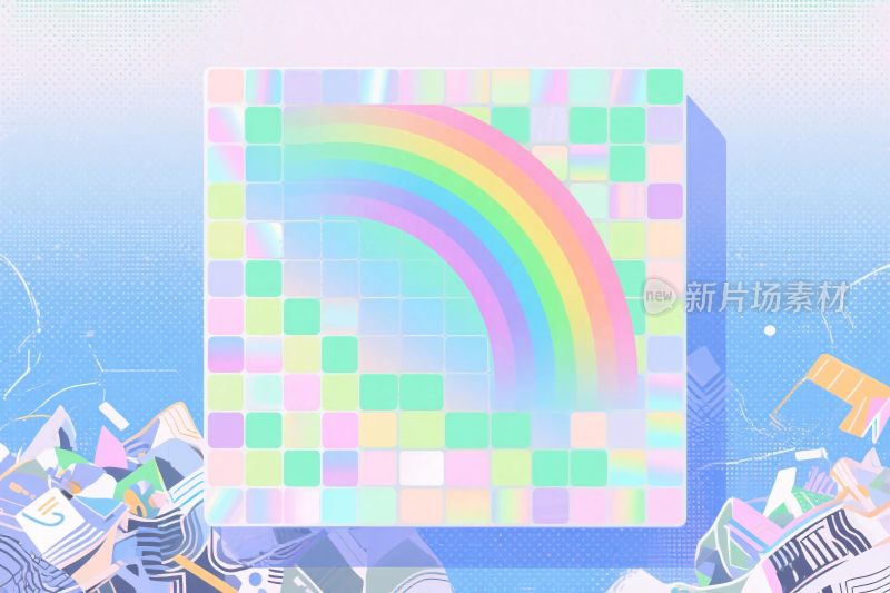 彩色方块彩虹插画