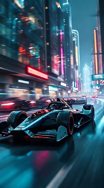 赛博朋克之夜疾驰的未来座驾
