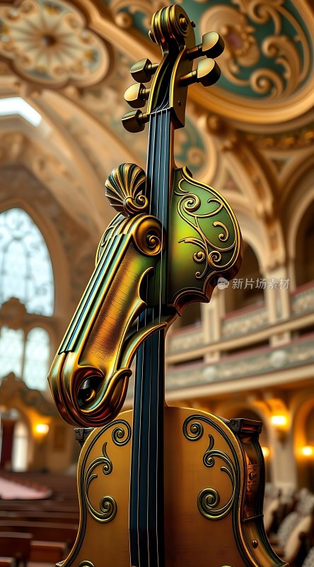 金色小提琴与华丽大厅