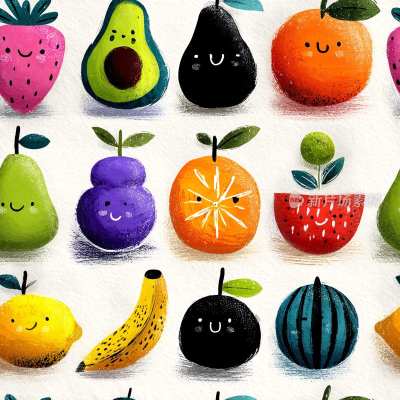 可爱卡通水果插画图案