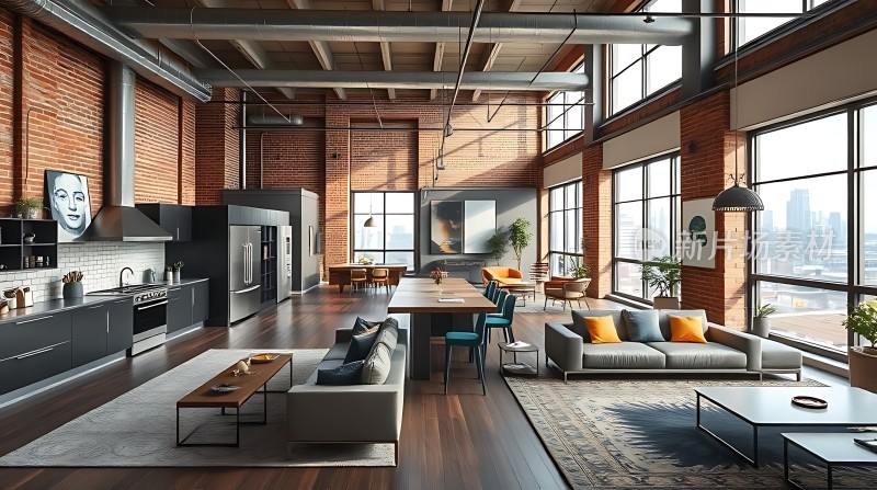 现代工业风大宅红砖绿窗温馨舒适