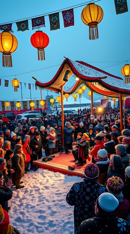 雪地里的传统节日庆典