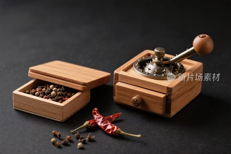 木质胡椒研磨器静物图