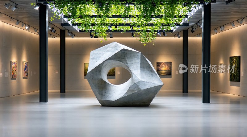 艺术馆内独特雕塑与画作展示