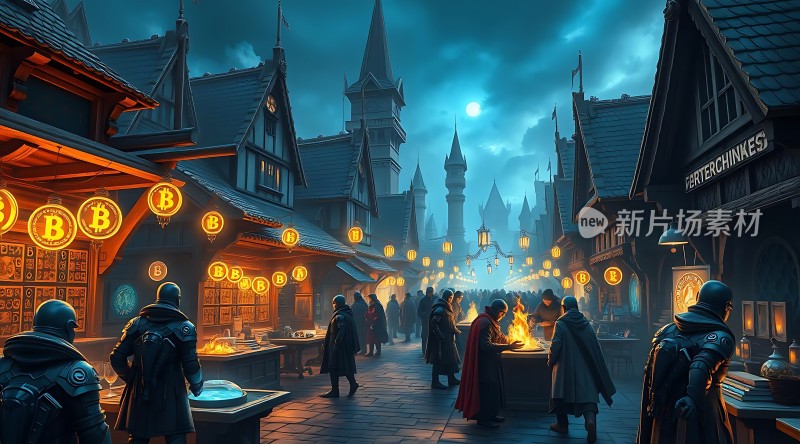 中世纪集市上的比特币交易