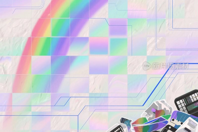 梦幻彩虹几何插画