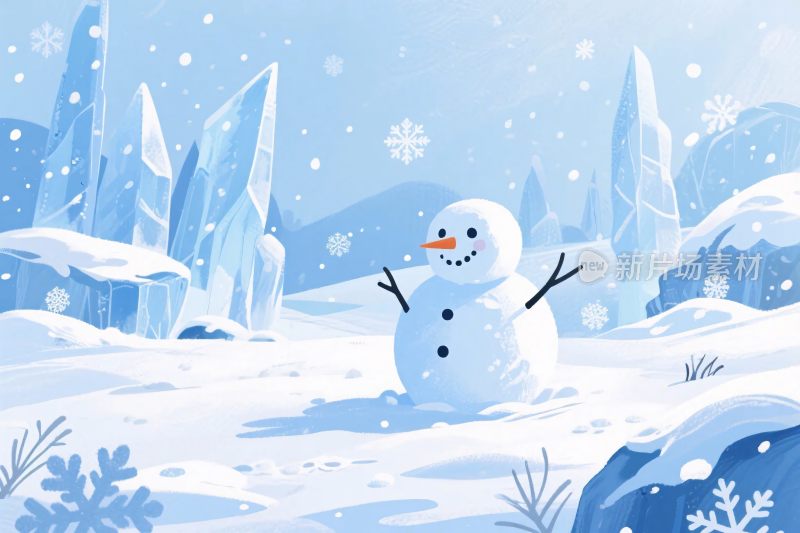 冬日雪人插画