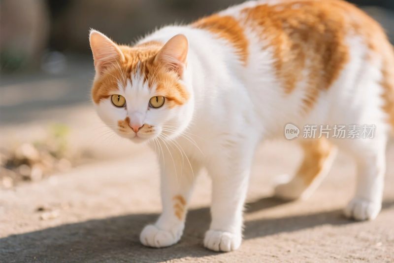 橘白相间猫行走图