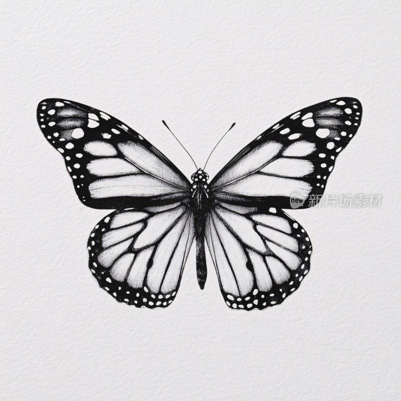 黑白蝴蝶插画