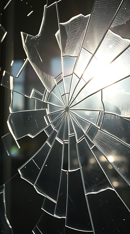 破碎玻璃下的光与影
