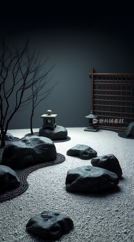 禅意小景石灯静夜