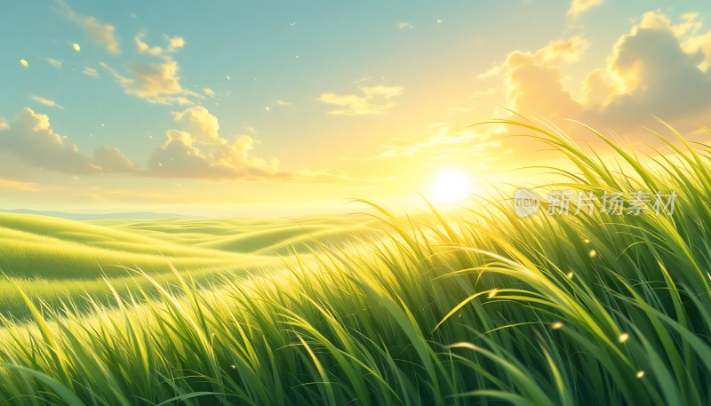 阳光下的绿色草原