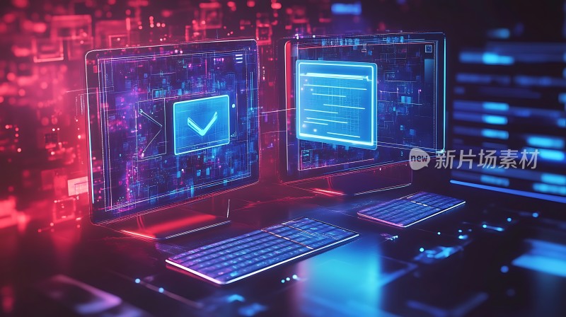 科技感十足的未来电脑工作台