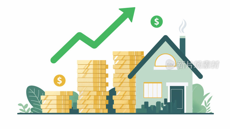 房地产房价，金融涨价增加上调概念示意图