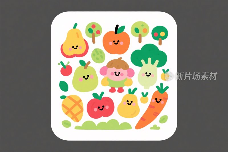 卡通风格蔬菜水果插画