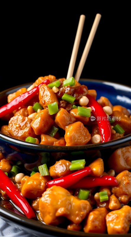 香辣鸡丁配青葱