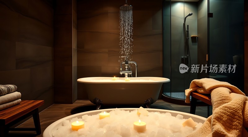 浴缸、蜡烛与淋浴房
