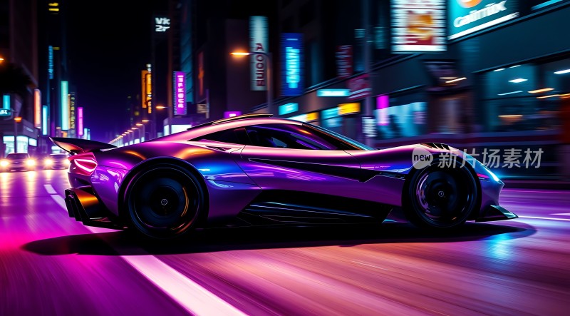 霓虹夜色中疾驰的未来座驾