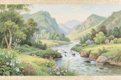 山水田园风景插画 山水田园风景插画