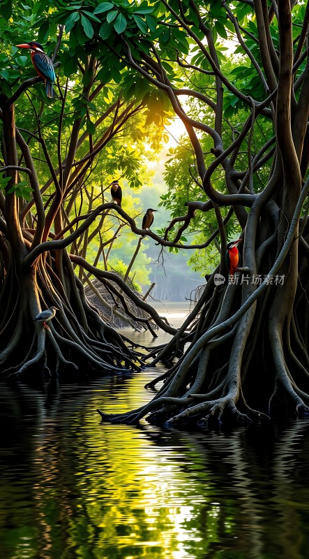 阳光下的红树林